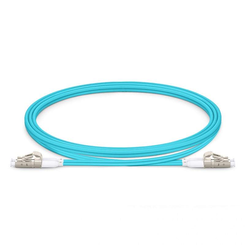 LC UPC to LC UPC Short Boot Duplex OM3 Multimode PVC (OFNR) 2.0mm Fiber Optic Patch Cable