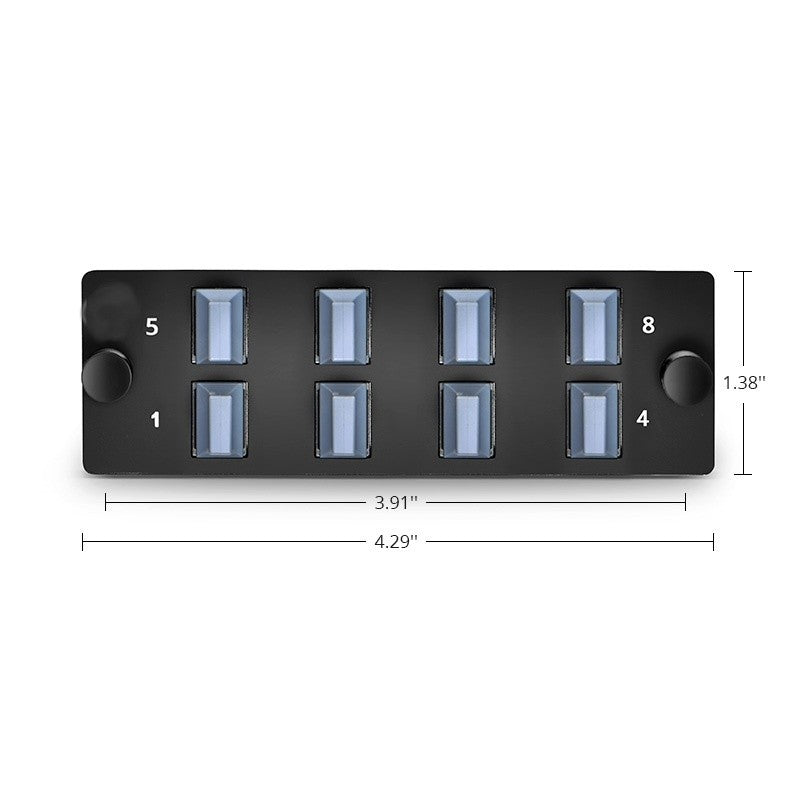 FHD Fiber Adapter Panel (Color-coded), OM3/OM4, 8 x MTP®-12 Key Up to Key Up (Black) Adapter