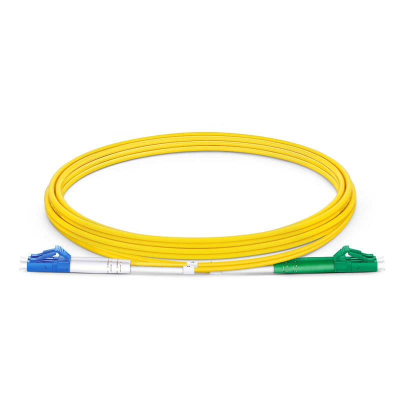 LC UPC to LC APC Duplex OS2 Single Mode PVC (OFNR) 2.0mm Fiber Optic Patch Cable