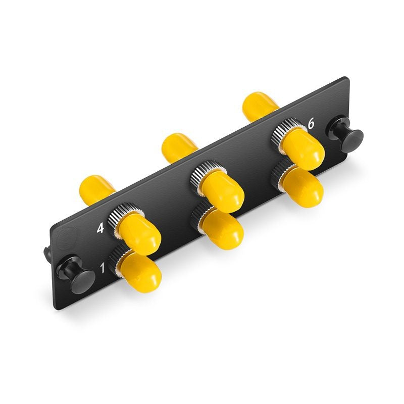 FHD Fiber Adapter Panel, 6 Fibers OM3/OM4 Multimode, 6 x ST Simplex (Plated) Adapter, Ceramic Sleeve