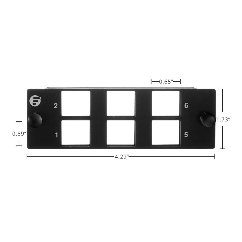 FHD 6-Port Multimedia Copper/Fiber Modular Panel with 6 x Plastic Clips
