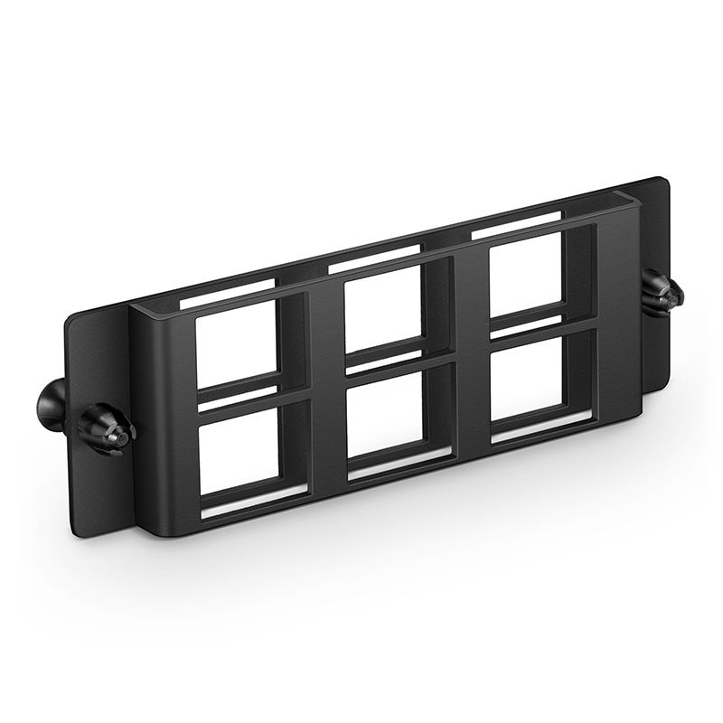 FHD 6-Port Multimedia Copper/Fiber Modular Panel with 6 x Plastic Clips