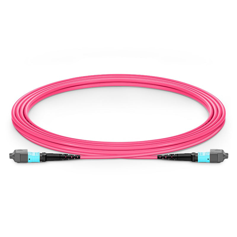 3m (10ft) MTP-12 (Male) to MTP-12 (Female) OM4 Multimode Elite Trunk Cable, 12 Fibers, Type B, Plenum (OFNP), Magenta