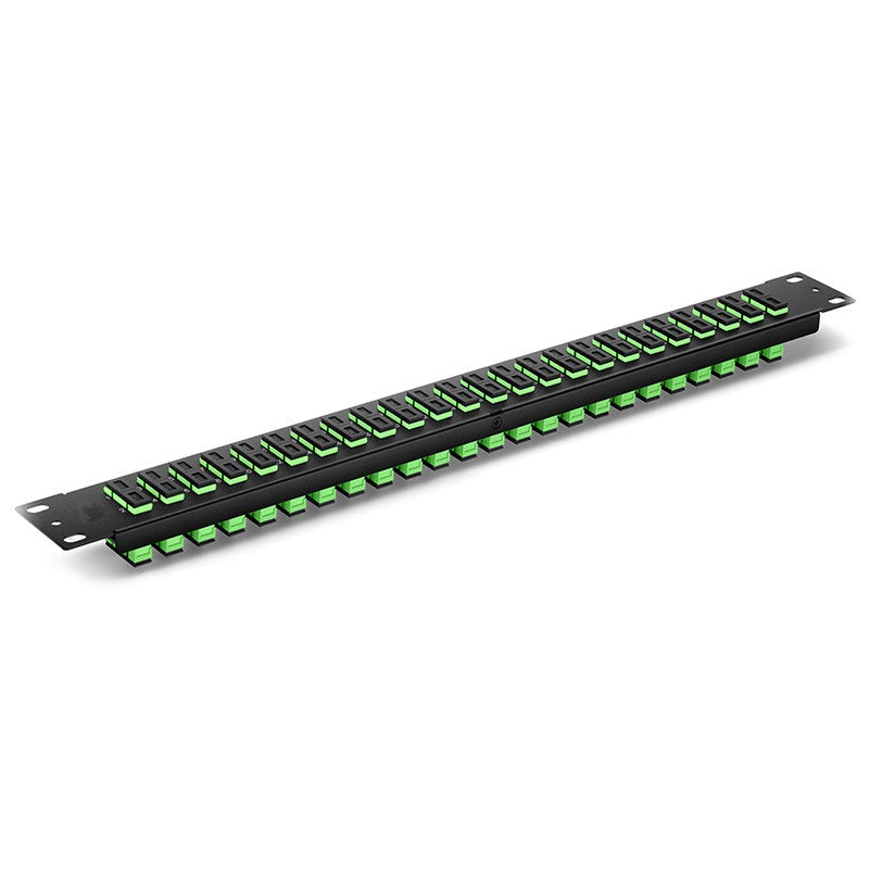 FHU 1U 19'' Fiber Adapter Panel, 48 Fibers OS2 Single Mode, 24 x SC APC Duplex (Green) Adapter, Ceramic Sleeve