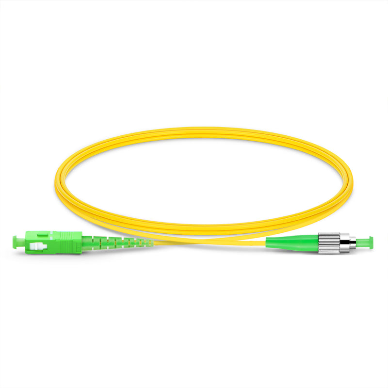 1m (3ft) FC APC to SC APC Simplex OS2 Single Mode PVC (OFNR) 2.0mm Fiber Optic Patch Cable