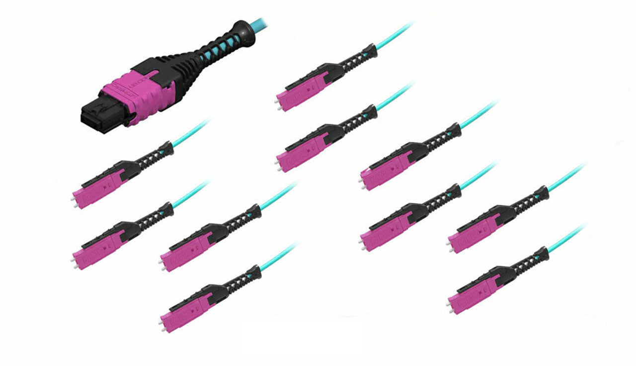MTP/UPC Female to (10ea) MDC Uniboot, 20 Strand,Multimode 50/125um OM4, Type B HD8² Breakout Cable