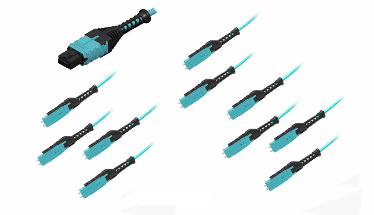 MTP/UPC Female, to (10ea) MDC Uniboot, 20 Strand,Multimode 50/125um OM3, Type B,HD8² Breakout Cable