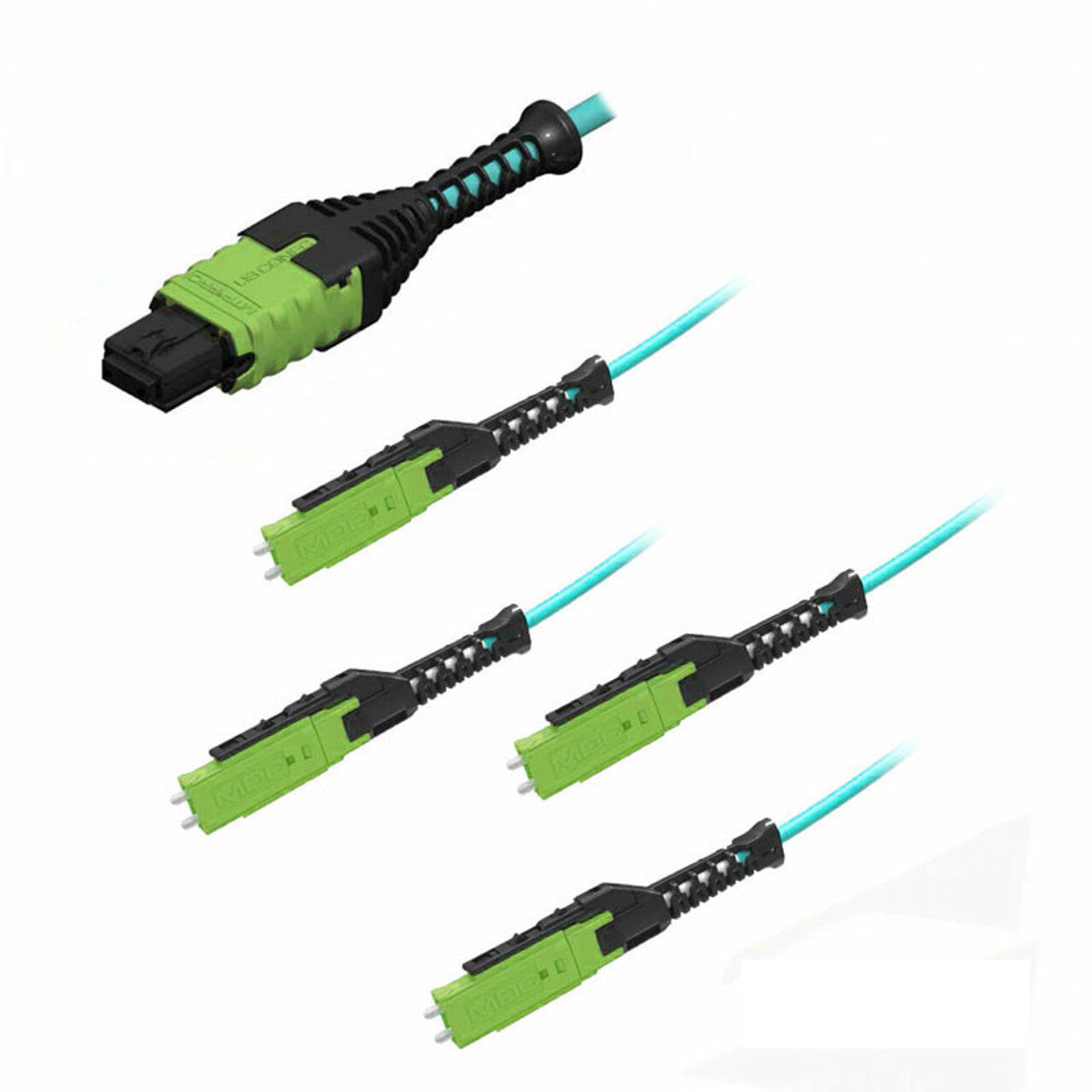 MTP/UPC Female to (4ea) MDC Uniboot, 8 Strand,Multimode 50/125um OM5, Type B,HD8² Breakout Cable