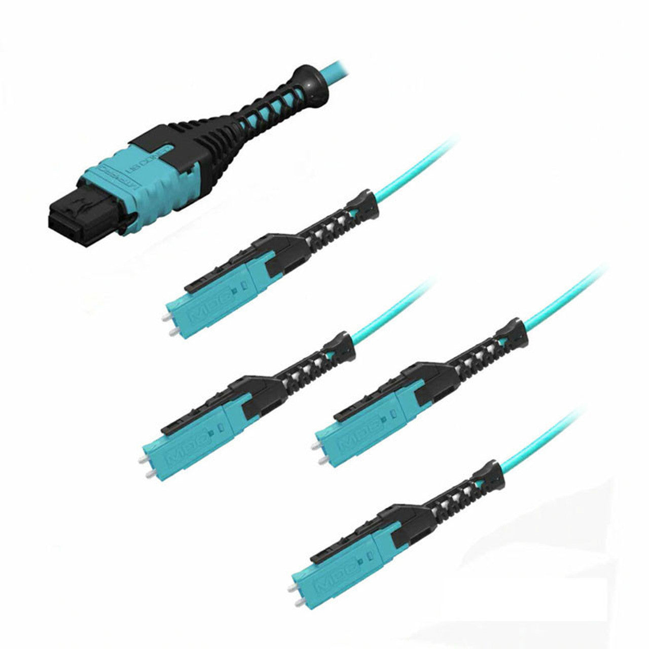MTP/UPC Female to (4ea) MDC Uniboot, 8 Strand,Multimode 50/125um OM3, Type B,HD8² Breakout Cable
