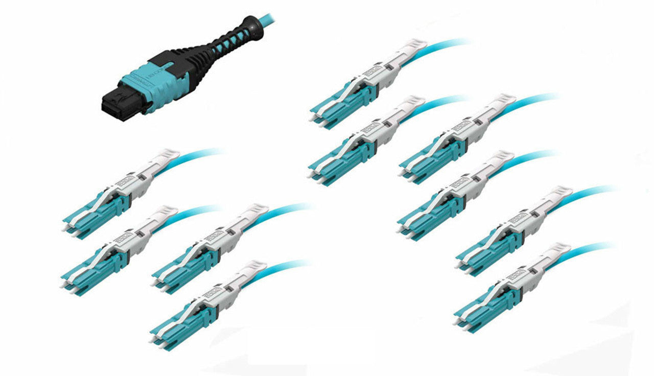 MTP Elite/UPC Female, to (10ea) CS Uniboot, 20 Strand,Multimode 50/125um OM3, Type B HD8² Breakout Cable