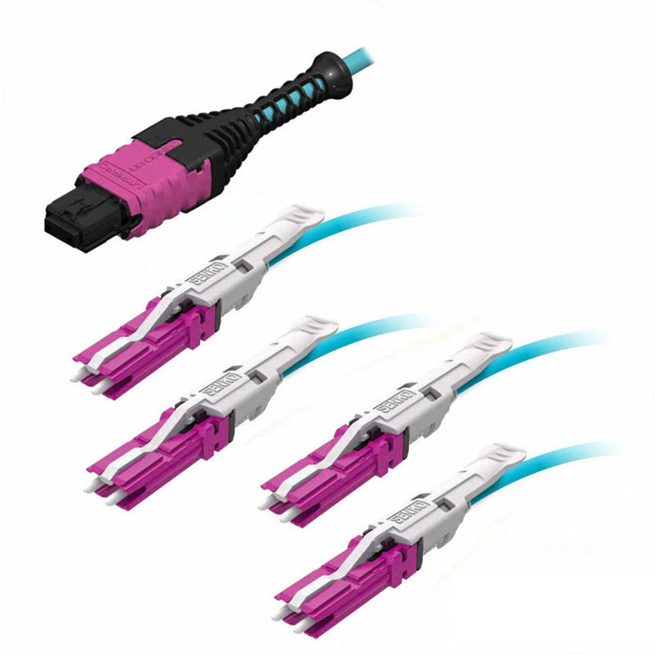 MTP Elite/UPC Female, to (4ea) CS Uniboot, 8 Strand, OFNP Plenum, Multimode 50/125um OM4, Type B,HD8² Breakout Cable