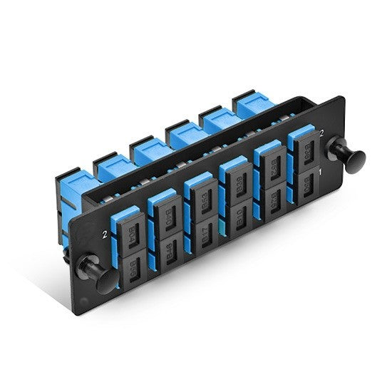 FHD Fiber Adapter Panel, 12 Fibers OS2 Single Mode, 6 x SC UPC Duplex (Blue) Adapter, Ceramic Sleeve