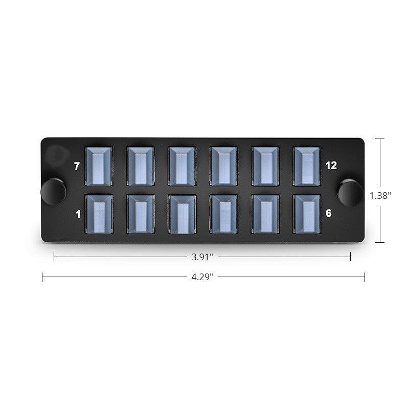 FHD Fiber Adapter Panel, OS2/OM3/OM4, MTP®-8/12/24 Key Up to Key Down (Black) Adapter