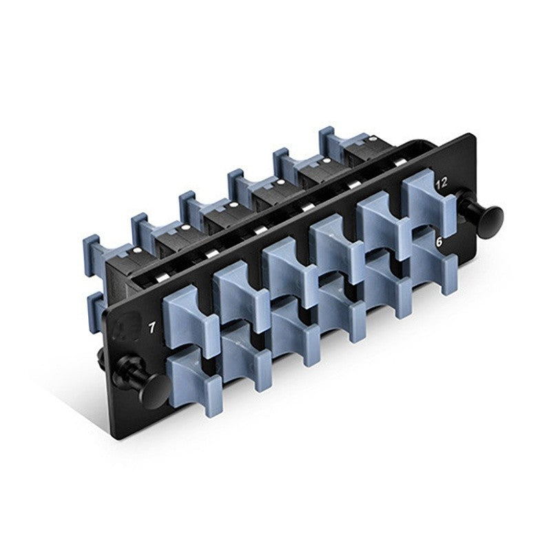 FHD Fiber Adapter Panel, OS2/OM3/OM4, MTP®-8/12/24 Key Up to Key Down (Black) Adapter