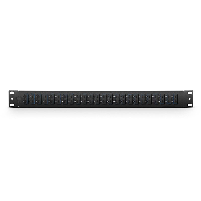 FHU 1U 19'' Fiber Adapter Panel, 48 Fibers OS2 Single Mode, 24 x SC UPC Duplex (Blue) Adapter, Ceramic Sleeve