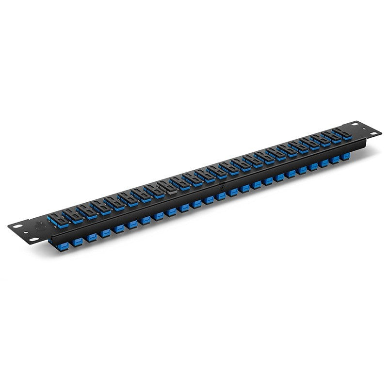 FHU 1U 19'' Fiber Adapter Panel, 48 Fibers OS2 Single Mode, 24 x SC UPC Duplex (Blue) Adapter, Ceramic Sleeve