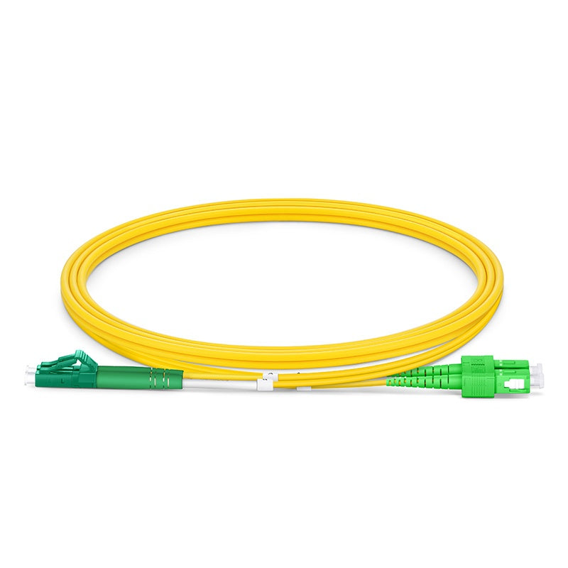 LC APC to SC APC Duplex OS2 Single Mode PVC (OFNR) 2.0mm Fiber Optic Patch Cable