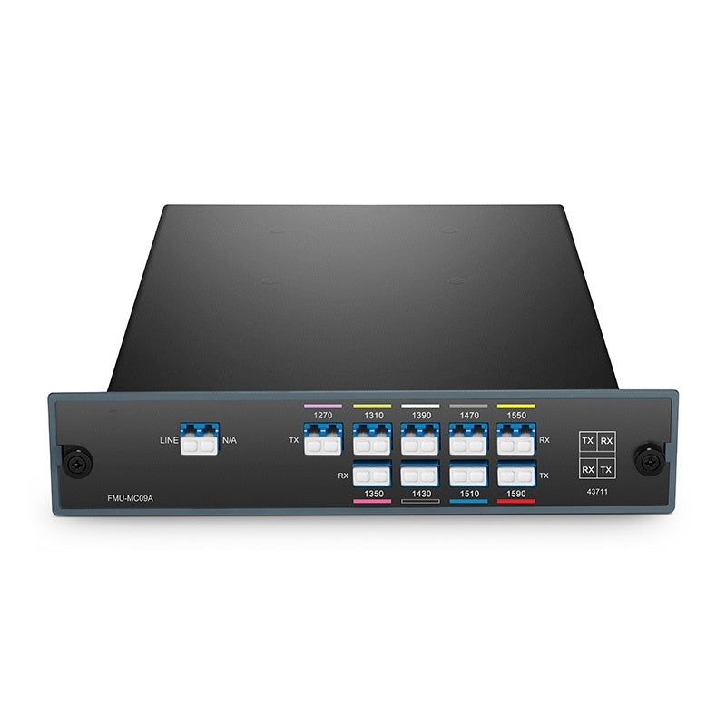 9 Channels CWDM Mux Demux, 1270-1590nm, 2.4dB Typical IL, LC/UPC, Single Fiber, Side-A, FMU Plug-in Module