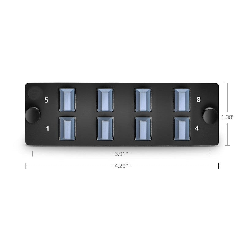 FHD Fiber Adapter Panel, OM3/OM4, MTP®-8/12/24 Key Up to Key Up (Charcoal Gray) Adapter