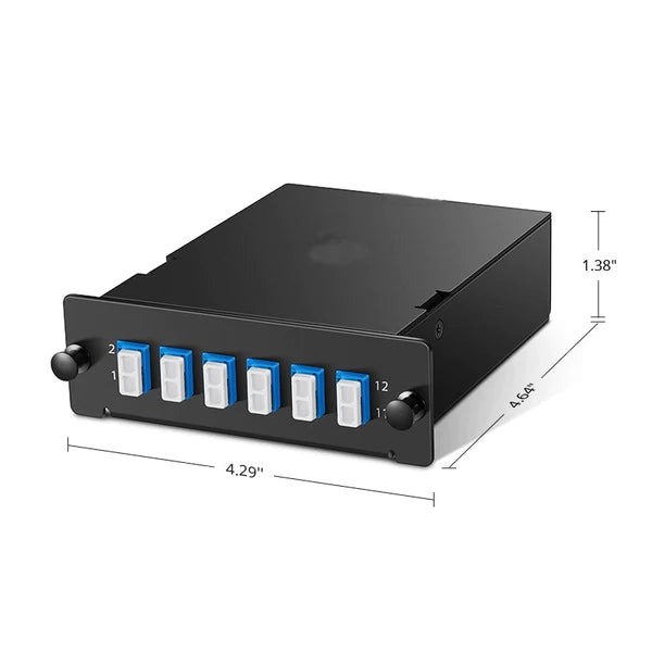 FHD MTP®-12 Cassette, 12 Fibers OS2 Single Mode, Universal Polarity, MTP® to 6 x LC Duplex (Blue), 0.35dB max