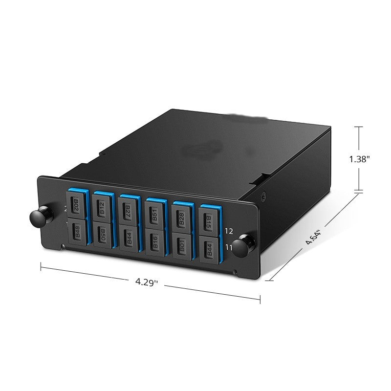 FHD MTP®-12 Cassette, 12 Fibers OS2 Single Mode, Type A, MTP® to 6 x SC Duplex (Blue), 0.35dB max