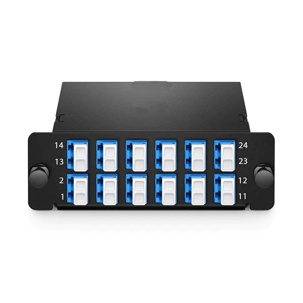 FHD 2 x MTP®-12 Cassette, 24 Fibers OS2 Single Mode, Universal Polarity, 2 x 12F MTP® to 12 x LC Duplex (Blue), 0.35dB max