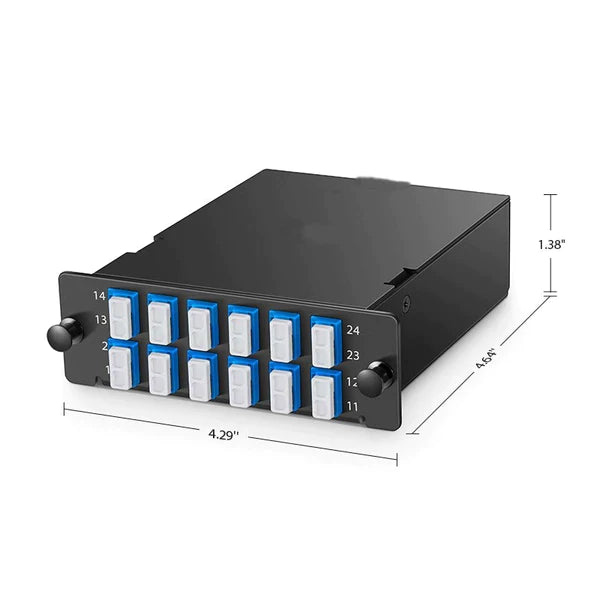 FHD 2 x MTP®-12 Cassette, 24 Fibers OS2 Single Mode, Universal Polarity, 2 x 12F MTP® to 12 x LC Duplex (Blue), 0.35dB max