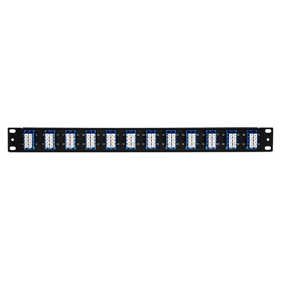 FHU 1U 19'' Fiber Adapter Panel, 96 Fibers OS2 Single Mode, 24 x LC UPC Quad (Blue) Adapter, Ceramic Sleeve