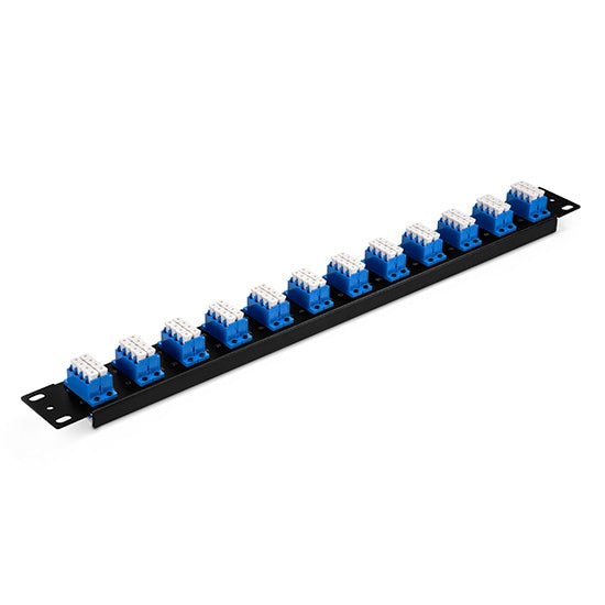 FHU 1U 19'' Fiber Adapter Panel, 96 Fibers OS2 Single Mode, 24 x LC UPC Quad (Blue) Adapter, Ceramic Sleeve