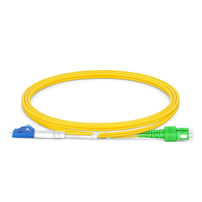 LC UPC to SC APC Duplex OS2 Single Mode PVC (OFNR) 2.0mm Fiber Optic Patch Cable