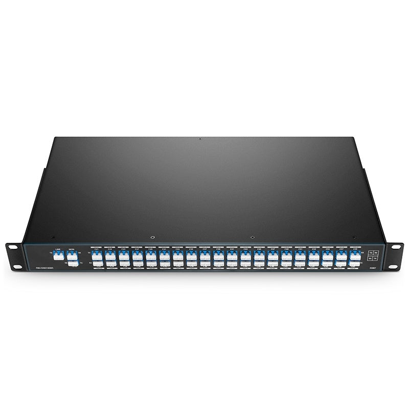 40 Channels DWDM Mux Demux, 100GHz C21-C60, with 1310nm and Monitor Port, 3.5dB Typical IL, LC/UPC, Dual Fiber, 1U Rack Mount