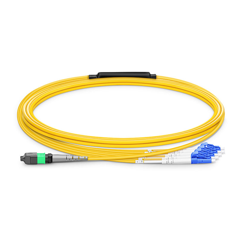 1m (3ft) MTP Female to 4 LC UPC Duplex 8 Fibers Type B Plenum (OFNP) OS2 9/125 Single Mode Elite Breakout Cable, Yellow