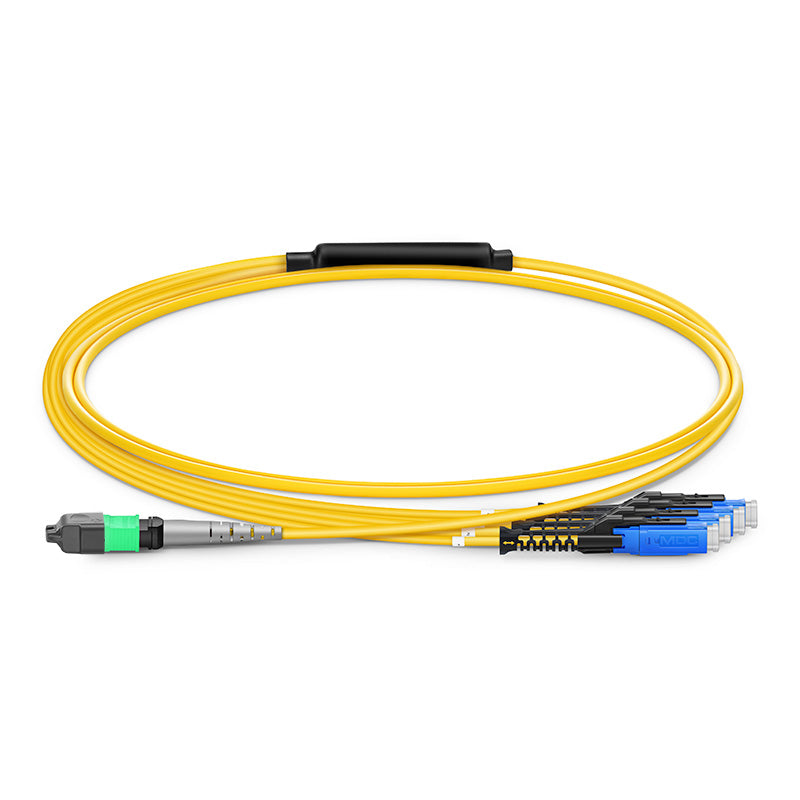 1m (3ft) MTP Female to 4 MDC UPC Duplex 8 Fibers Type B Plenum (OFNP) OS2 9/125 Single Mode Elite Breakout Cable, Yellow