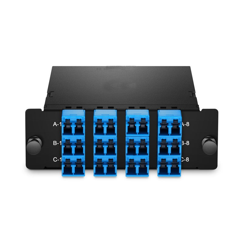 FHD 3 x MTP®-8 Cassette, 24 Fibers OS2 Single Mode, Universal Polarity, 3 x 8F MTP® to 12 x LC Duplex (Blue), 0.35dB max