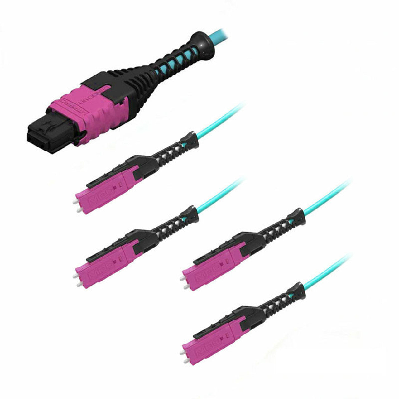 MTP/UPC Female to (4ea) MDC Uniboot, 8 Strand,Multimode 50/125um OM4, Type B, HD8² Breakout Cable