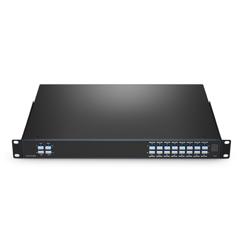 16 Channels DWDM Mux Demux, 100GHz C21-C36, with Monitor, Expansion and 1310nm Port, 4.4dB Typical IL, LC/UPC, Dual Fiber, 1U Rack Mount